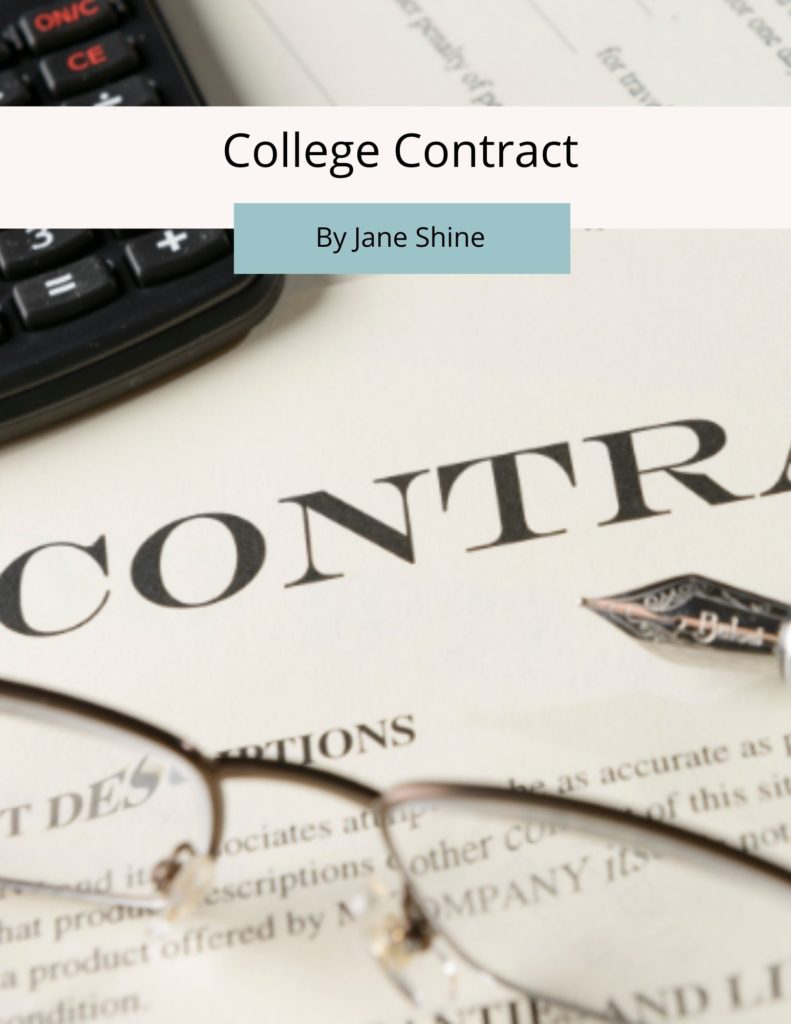 cover of the college contract | parent college student contract | Positively Jane  