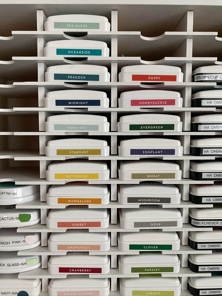 ink pads with color labels stacked on top of each other
