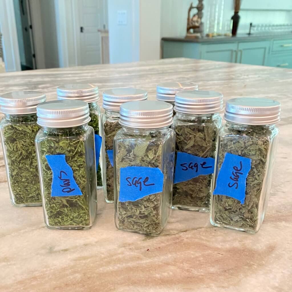 jars with herbs in them