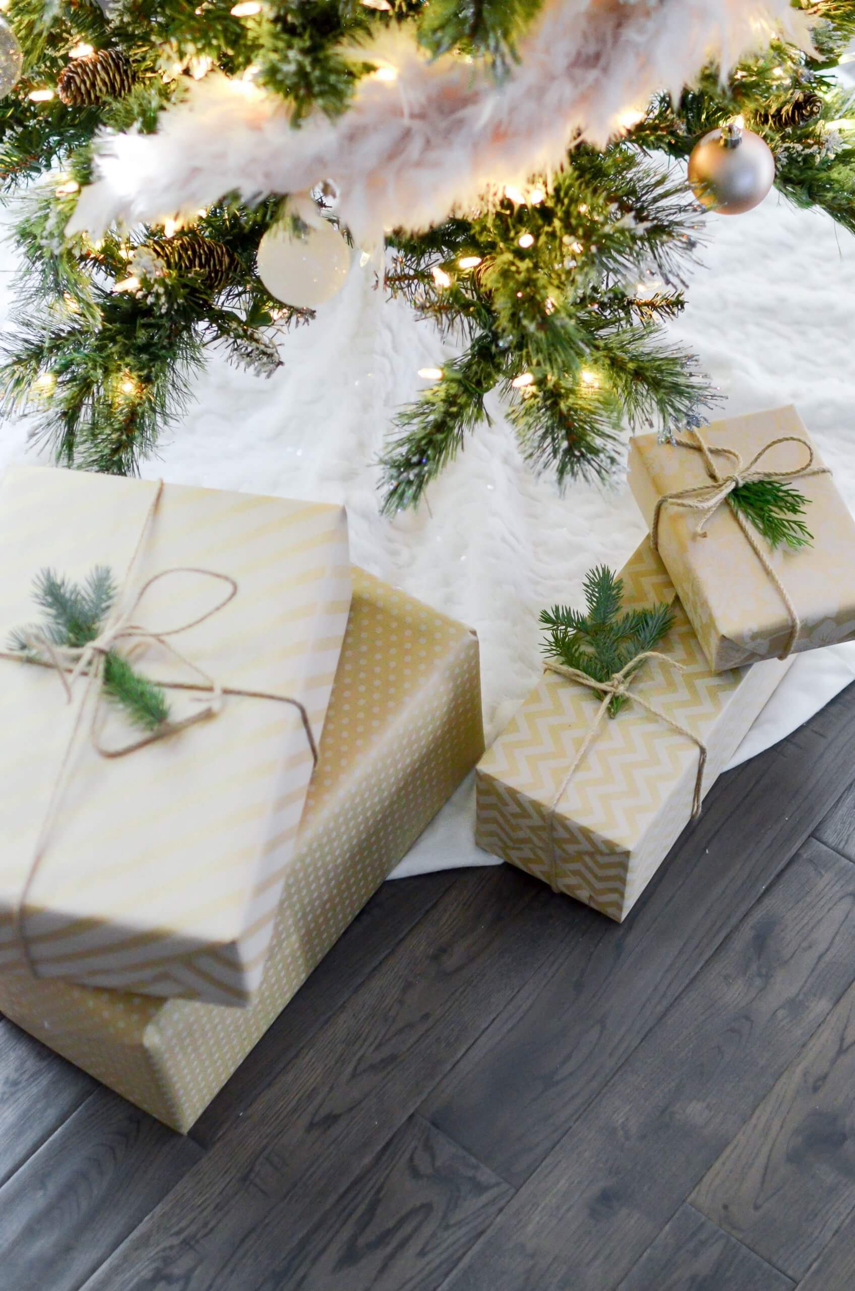 wrapped presents under the tree