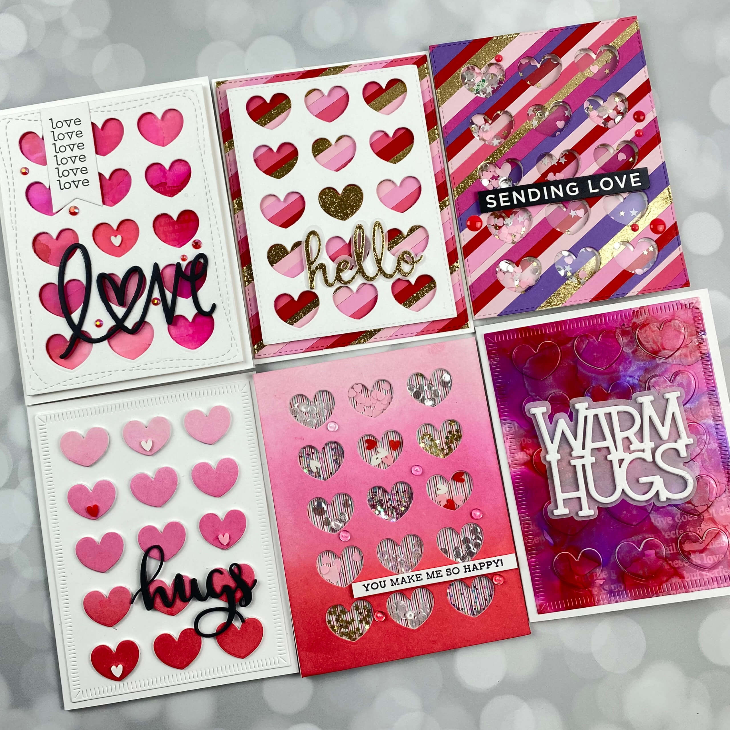 6 handmade valentines card