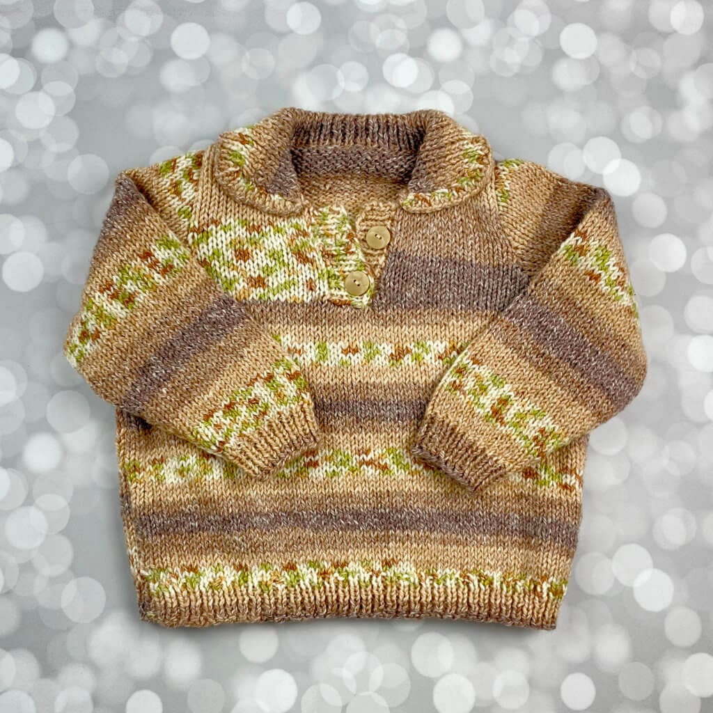 hand knit striped baby sweater