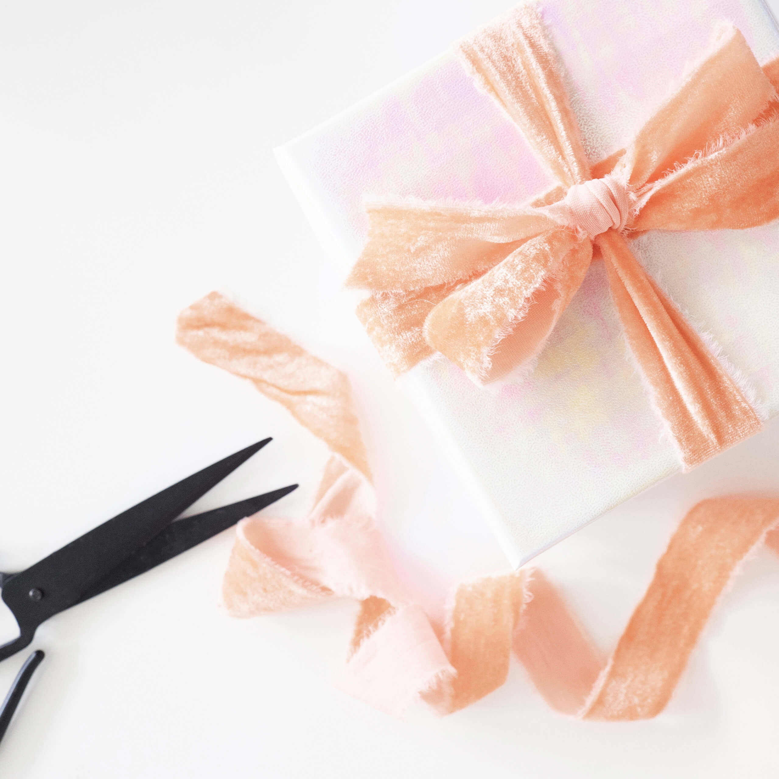 peach ribbon on a package