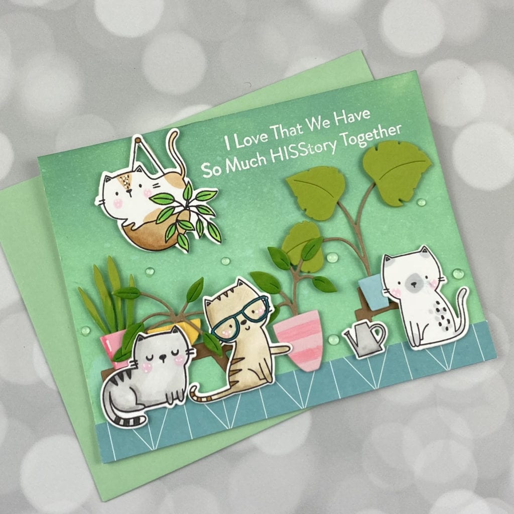 Handmade card featuring cats