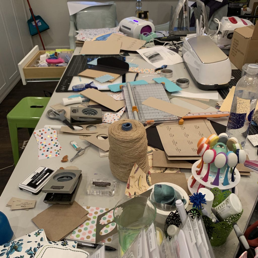 Messy Island in a craft room