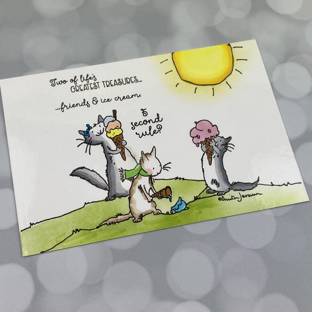 hand made card with cats eating ice cream