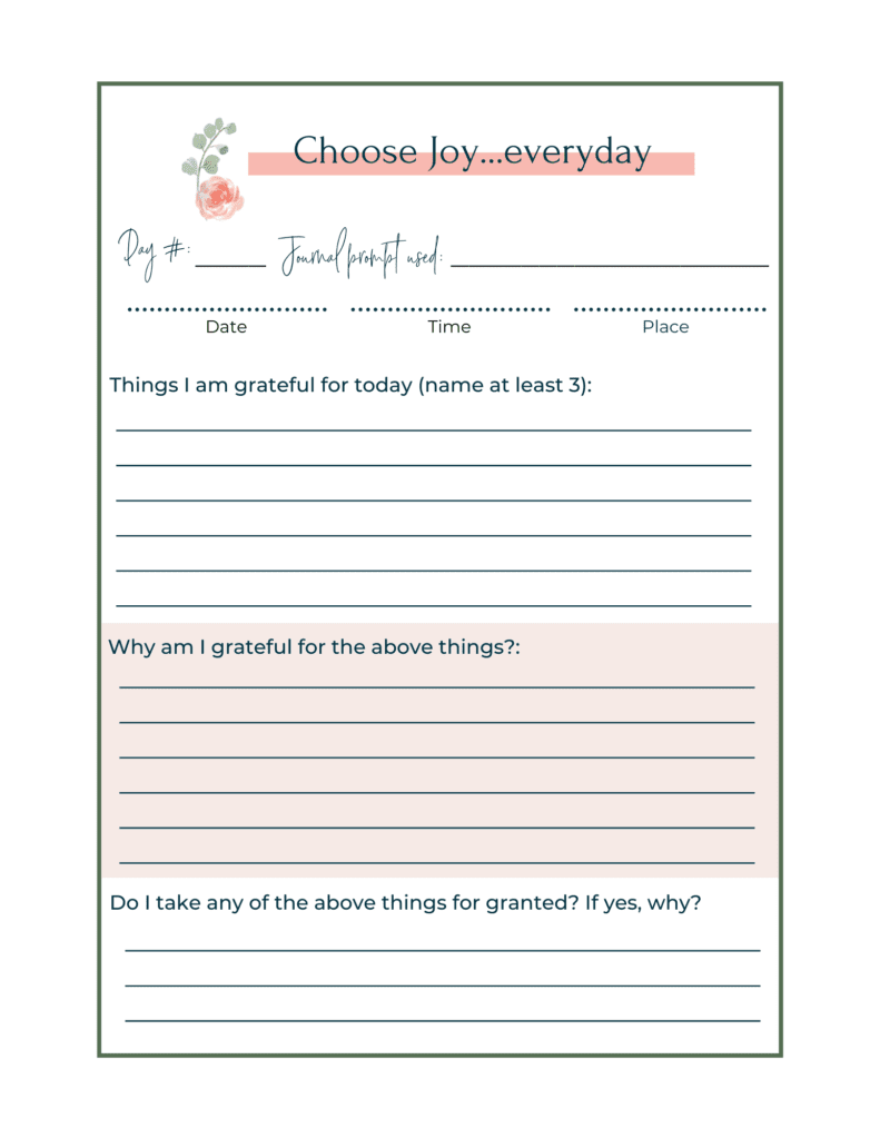 daily gratitude journal PDF for download | joyful living toolbox | Positively Jane