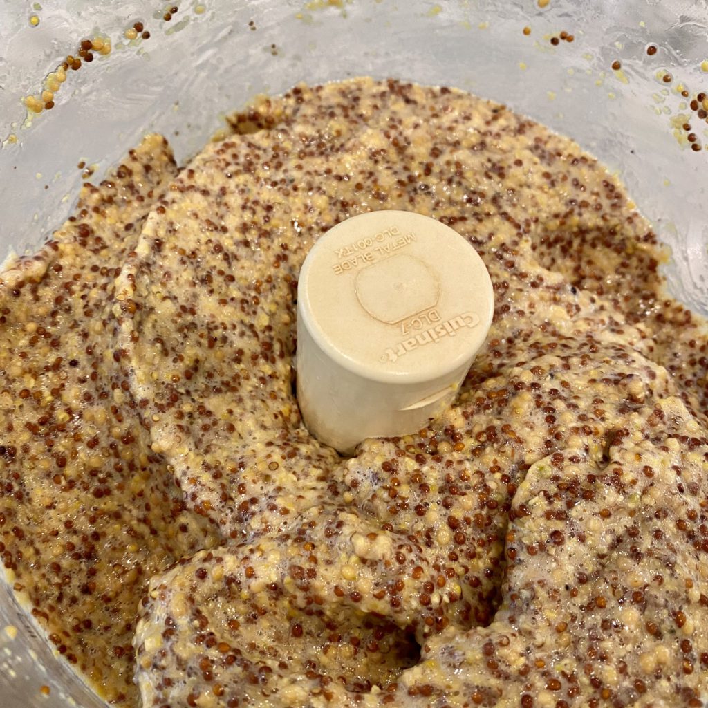 all of the ingredients in a food processor.  | whole grain mustard recipe | Positively Jane  