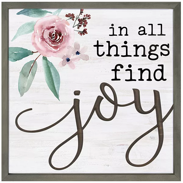 in all things find joy text on a beige background with a rose | finding joy in all things | Positively Jane