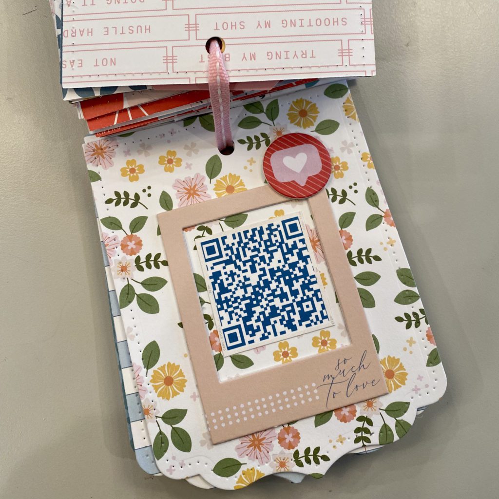 Mini scrapbook with QR code page | positively jane