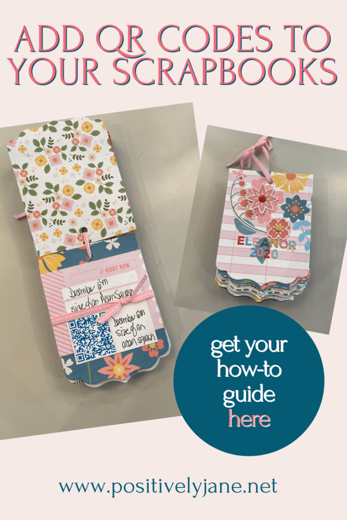 QR code in a scrapbook pin for Pinterest | positively jane